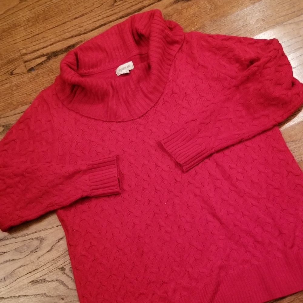 Avenue Red Cable Knit Sweater Sz 14/16